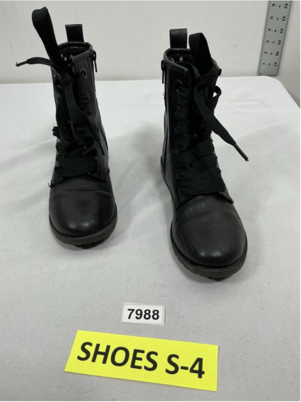 Girls Jack & Jill Ankle Combat Boots Size 6 Black Lace Up Side Zip